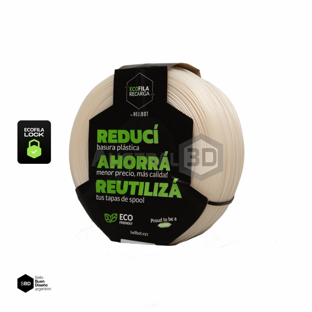 Filamento 3D RECARGA LOCK PLA 1.75 Hellbot 1kg DIAMANTE TRANSLUCIDO 