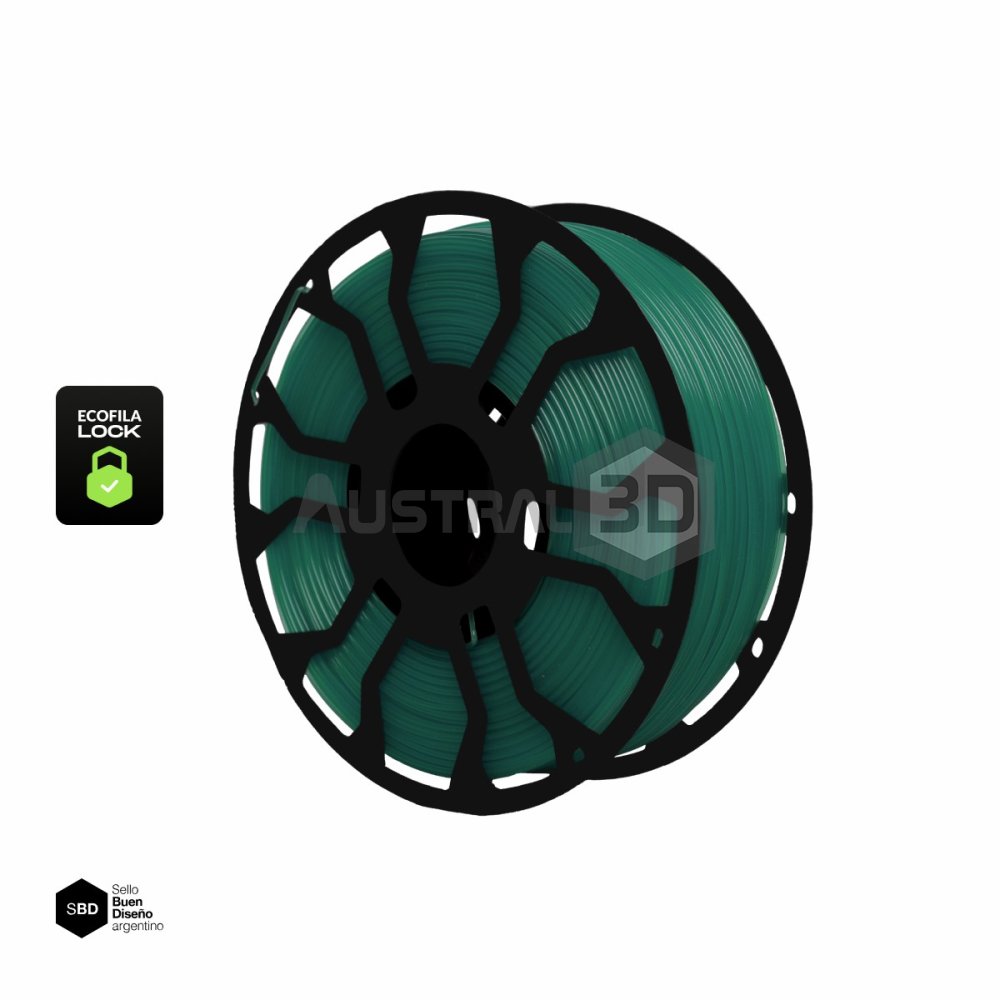 Filamento 3D ECOFILA PLA 1.75 Hellbot 1kg ESMERALDA TRANSLUCIDO 