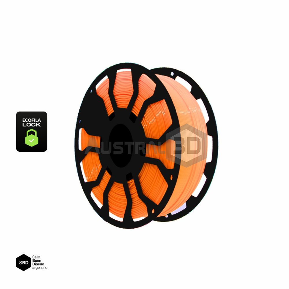 Filamento 3D ECOFILA LOCK PLA 1.75 Hellbot 1kg NARANJA FLUO