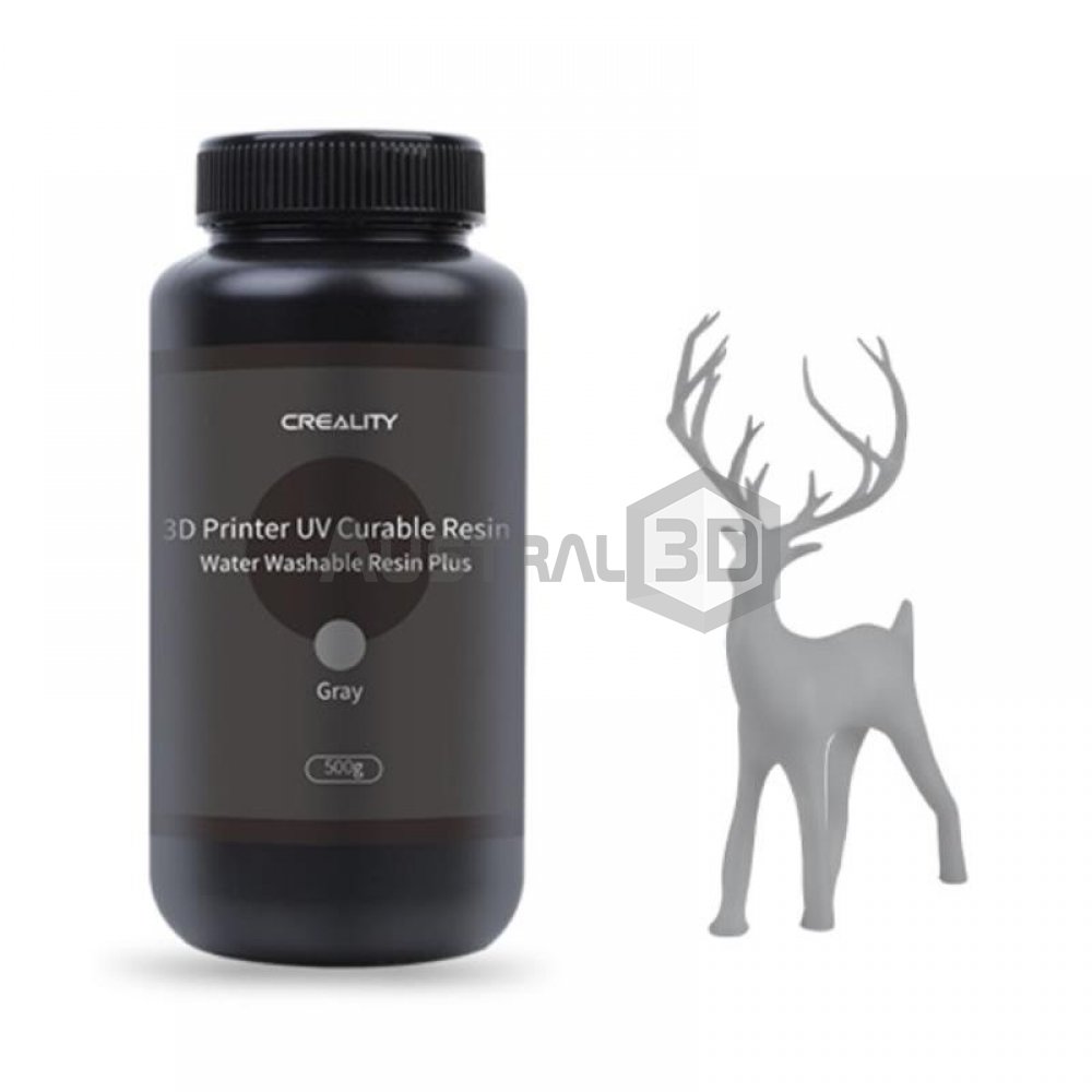 Resina Creality Lavable al Agua Gris Plus 500g botella plastica